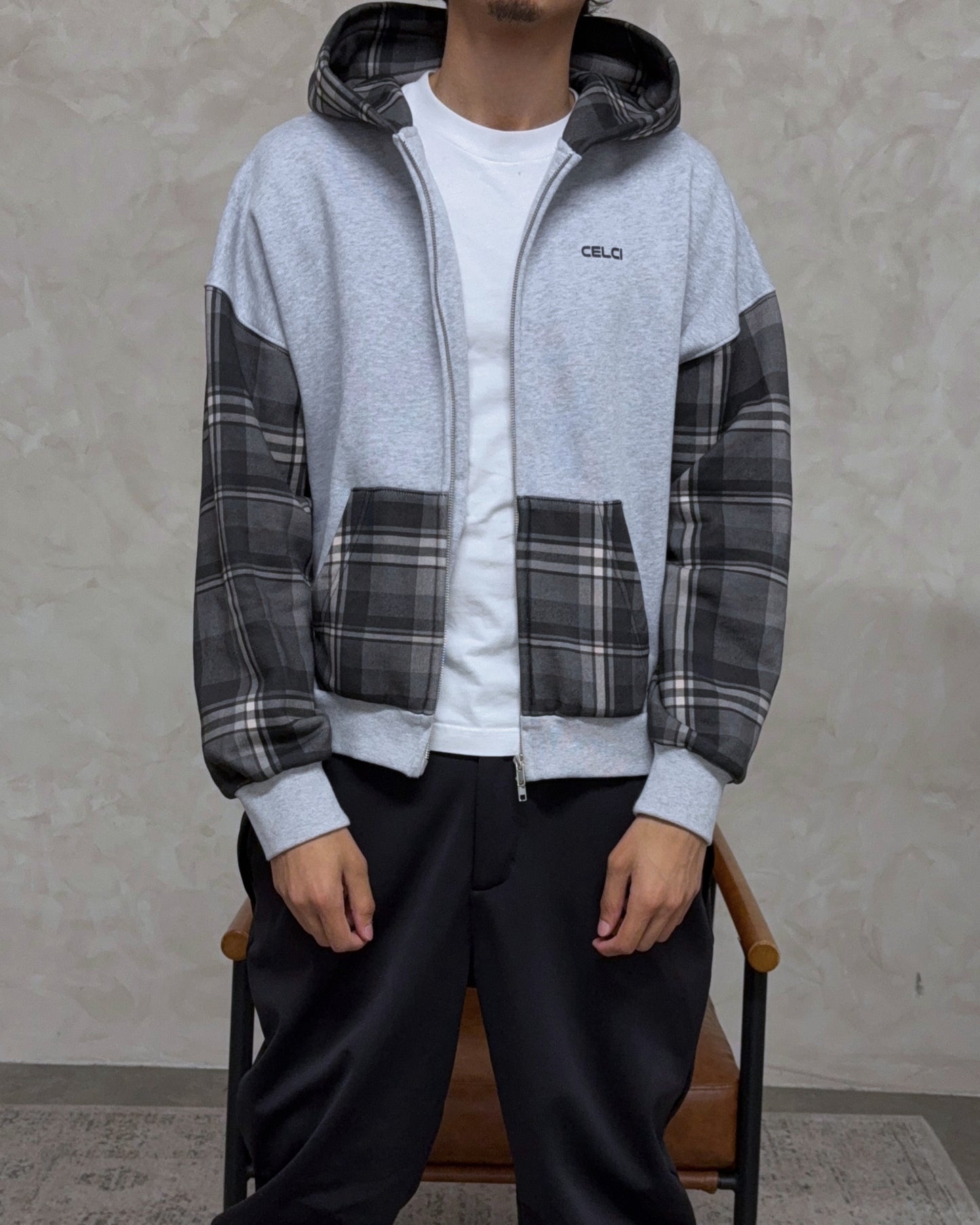 Plaid Zip up Hoodie