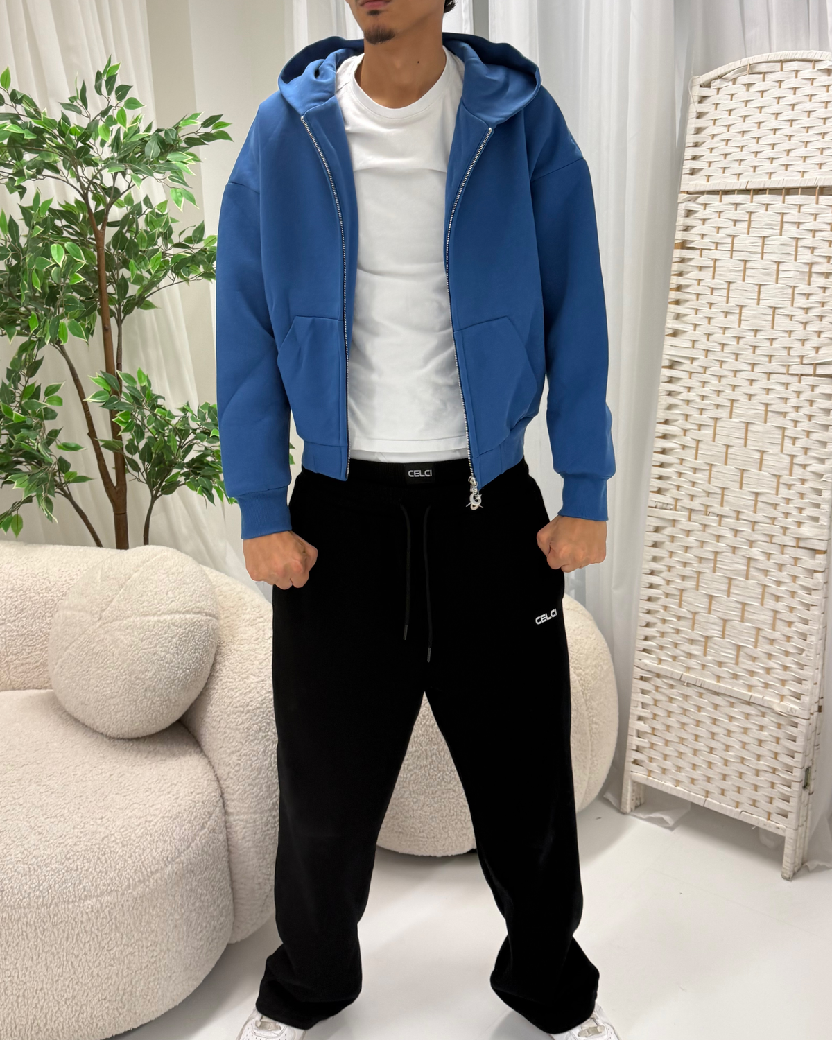 Cloud Zip up Hoodie - Cobalt Blue