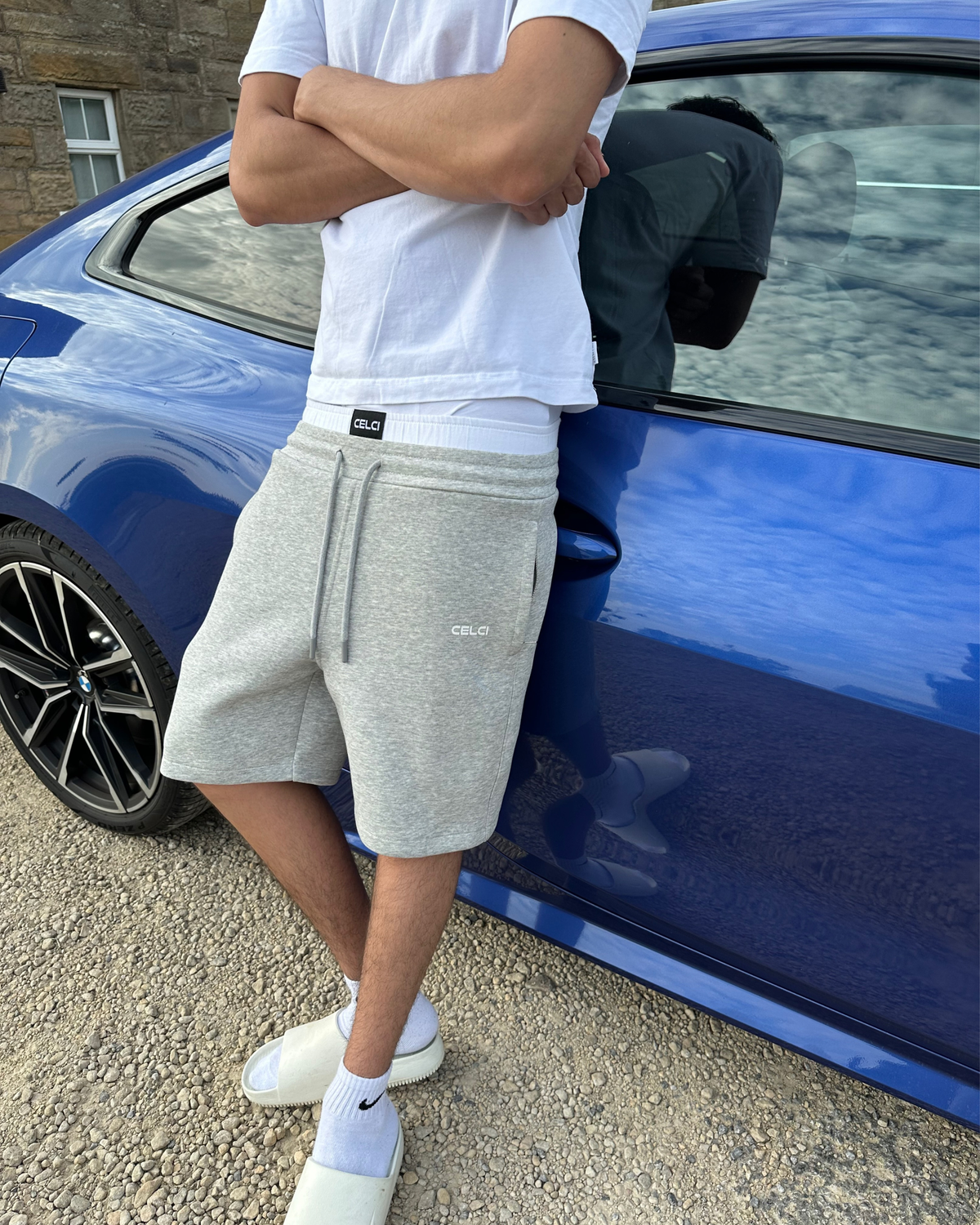 Double Waistband Shorts - Grey