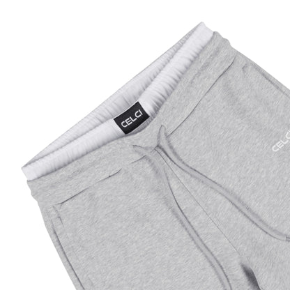 Double Waistband Shorts - Heather Grey